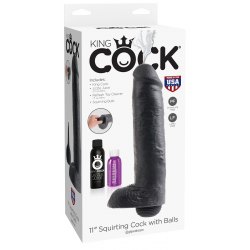 King Cock Fallo Squirt Enorme Eiaculante Dildo Nero 11" Squirting Toy