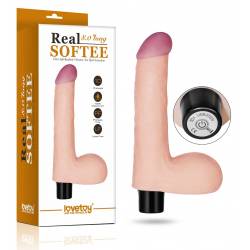Vibratore Vaginale Morbido Silicone TPE, Dildo Vibrante Per Donna con Testicoli